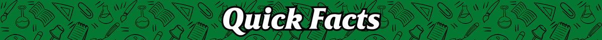 website banner with school supplies background that says "quick facts"